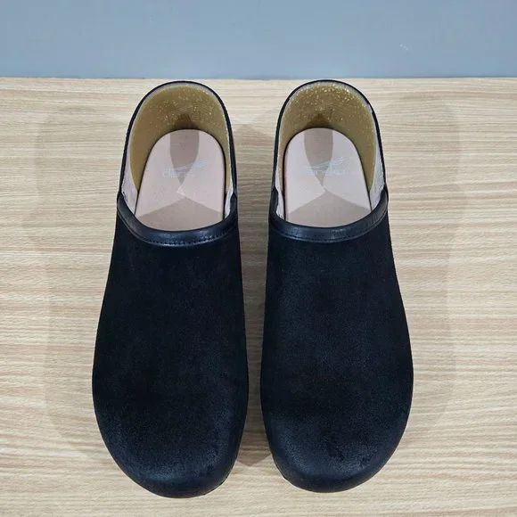 Dansko Clog Brenna Burnished Suede Womens Slip On Black Nubuck EU Size 41 Shoe - Picture 5 of 11